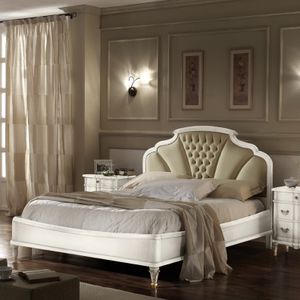 double bed / traditional / with upholstered headboard / fabric