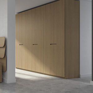 contemporary wardrobe / oak / wood veneer / with swing doors