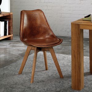traditional chair / upholstered / oak / leather