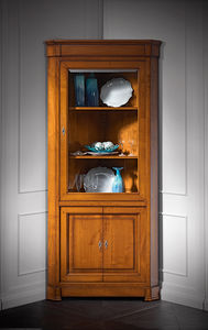 traditional china cabinet / ash / cherrywood / glass