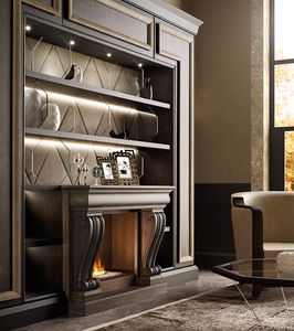 traditional fireplace mantel / wooden