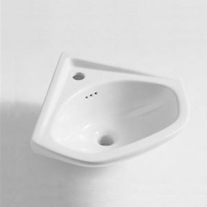 wall-mounted hand basin / corner / ceramic / commercial