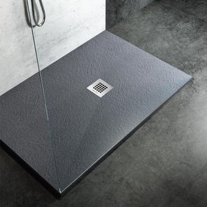 rectangular shower base / floor level / resin / marble