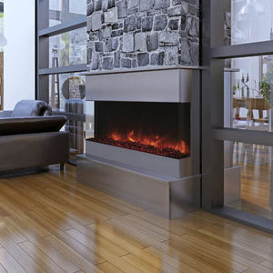 electric fireplace / contemporary / closed hearth / 3-sided