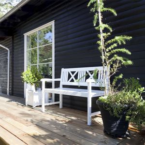 garden bench / traditional / teak / with backrest