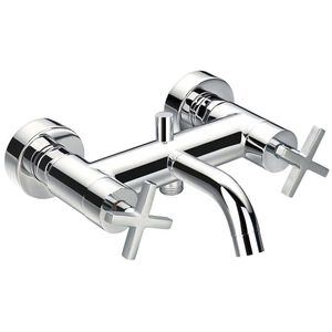 double-handle shower mixer tap / for bathtubs / wall-mounted / chrome-plated brass
