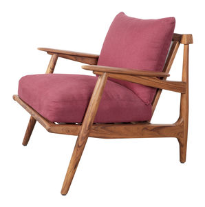 contemporary chair / upholstered / fabric / teak