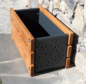 aluminum planter / wooden / rectangular / contemporary