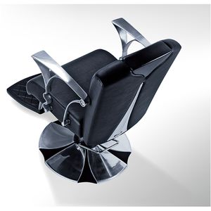 synthetic leather barber chair / chromed metal / central base / with headrest