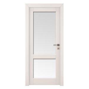 interior door / swing / MDF / semi-glazed