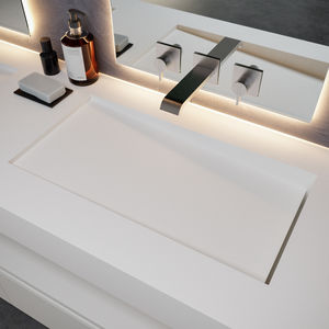 wall-mounted washbasin / rectangular / Corian® / contemporary