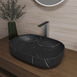 countertop washbasin / oval / marble / contemporary