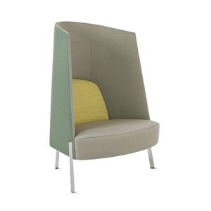 contemporary visitor armchair / fabric / high-back / privacy