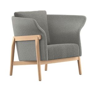 Scandinavian design armchair / fabric / wing / high back