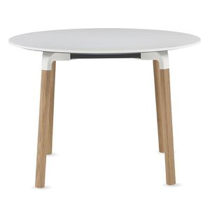 contemporary dining table / wood veneer / glass / laminate
