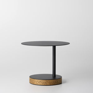 original design bedside table / painted metal / wood veneer base / round