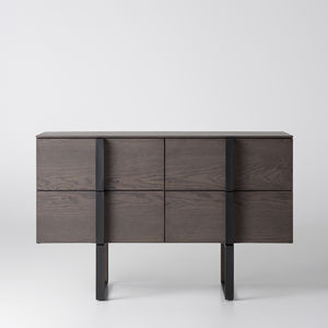 contemporary chest of drawers / wood veneer / brushed metal