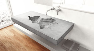 wall-mounted washbasin / rectangular / concrete / original design