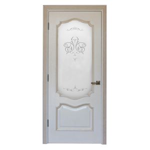 indoor door / swing / solid wood / semi-glazed