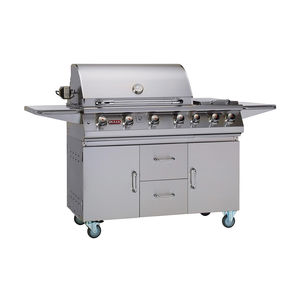 gas barbecue / on casters / stainless steel / commercial