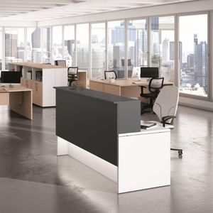 wooden reception desk