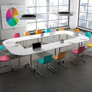 contemporary boardroom table / steel / melamine / rectangular