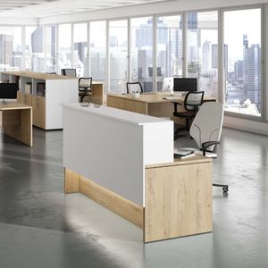 wooden reception desk