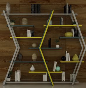 modular shelf / contemporary / steel / glass