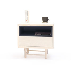 contemporary bedside table / ash / lacquered MDF / rectangular