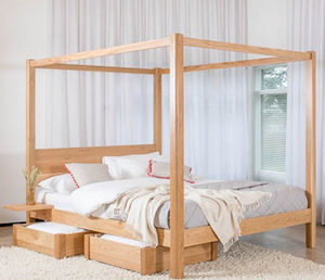 canopy bed / double / contemporary / with storage