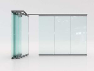 folding partition / aluminum / glass / professional