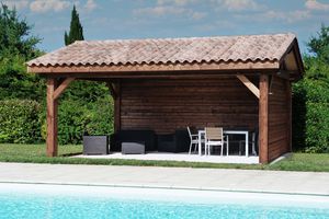 wooden pool house