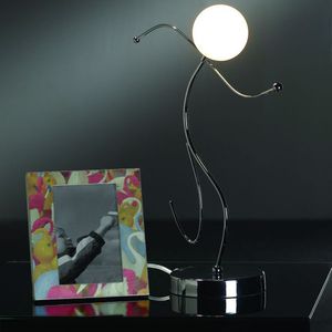 bedside table lamp / original design / nickel / glass