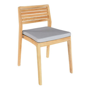 contemporary chair / water-resistant fabric / teak / commercial