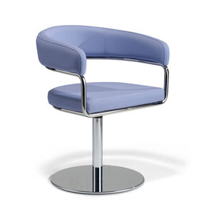 contemporary visitor chair / with armrests / upholstered / on casters