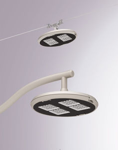 LED cable lighting / round / cast aluminum / glass
