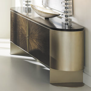 contemporary sideboard / wood veneer / metal / with shelf