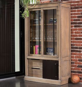 contemporary china cabinet / wooden / glass / metal