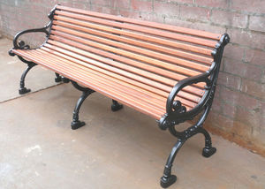 public bench / classic / wooden / cast iron