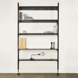 wall-mounted shelf / contemporary / oak / steel