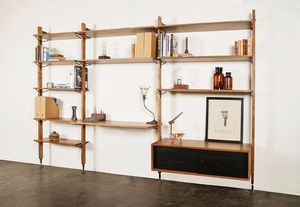 wall-mounted shelf / contemporary / oak / steel