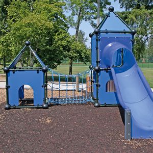climbing structure with trampoline