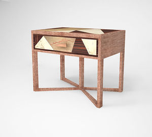 contemporary bedside table / wooden / copper / marble
