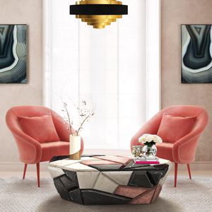 original design coffee table / copper / marble / custom