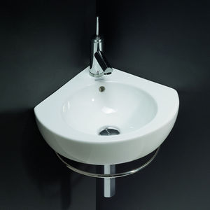 wall-mounted washbasin / corner / ceramic / contemporary