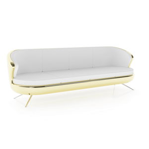 contemporary sofa / leather / wooden / metal