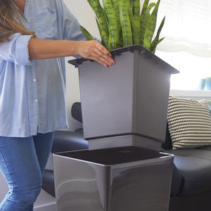 polypropylene garden pot / built-in / square / home