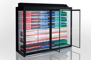 refrigerated display case with shelves / illuminated / for shops