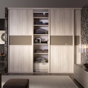 contemporary wardrobe / lacquered wood / glass / aluminum