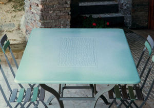 contemporary dining table / ceramic / square / outdoor